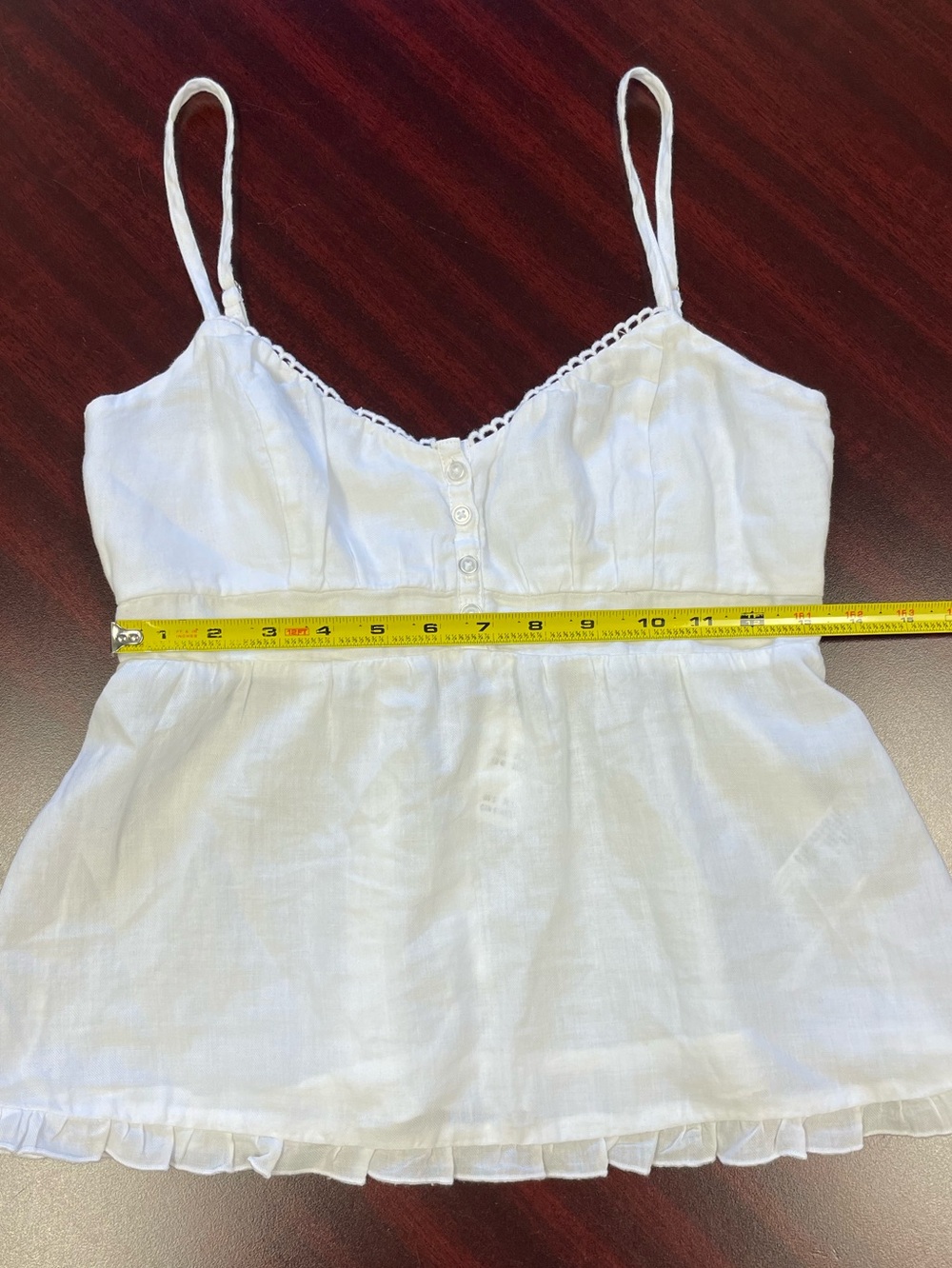 Hollister White Cotton Babydoll Cami Tank Top NWT Size Small Adjustable Straps - Picture 5 of 8